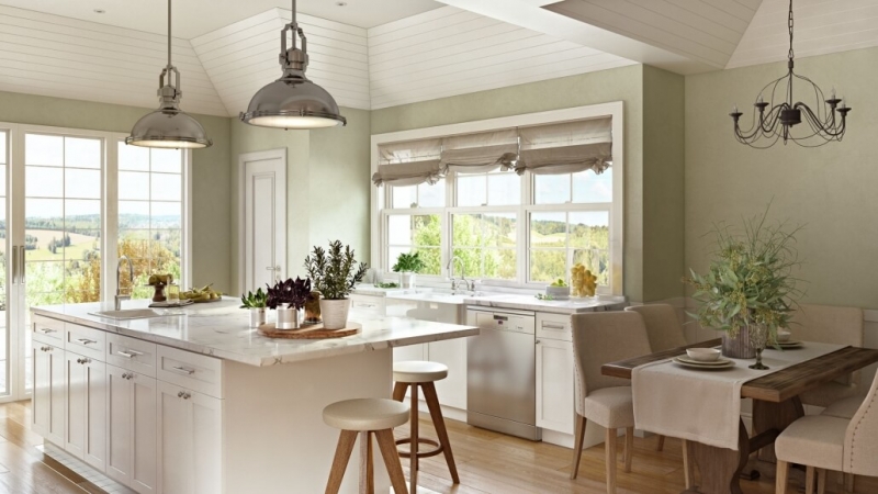 Virtually Staged Beige Kitchen