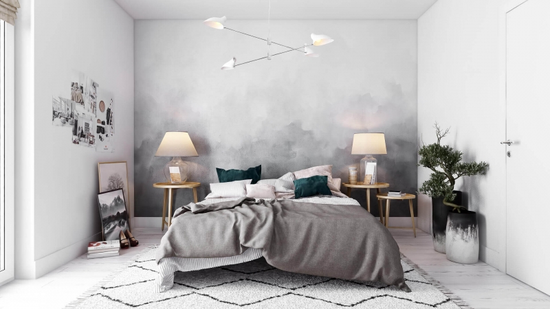 Virtually Staged Stylish Bedroom