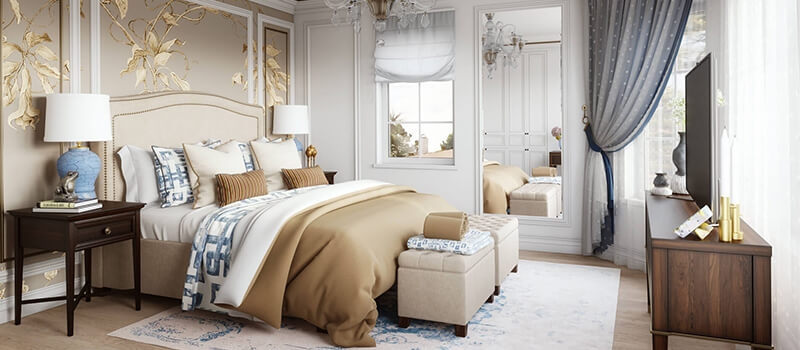 A Virtually Staged Classic Bedroom