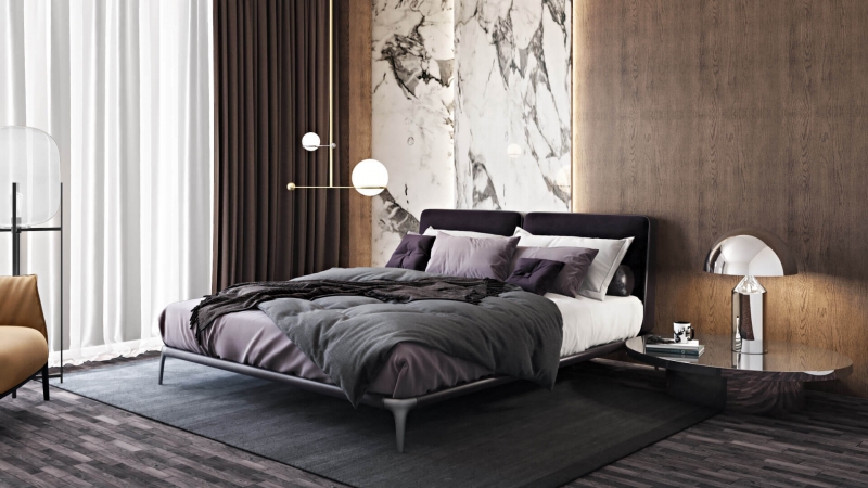 A Virtually Staged Modern Elegant Bedroom