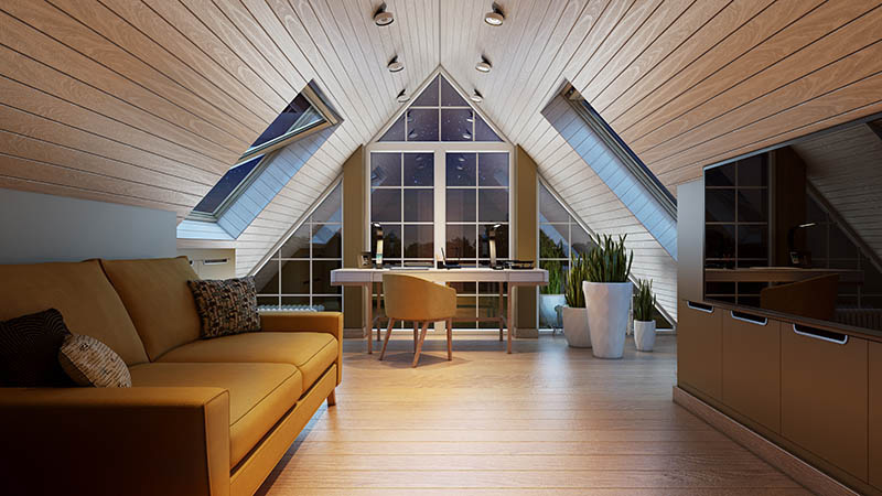 A Virtual Interior of the Attic Office