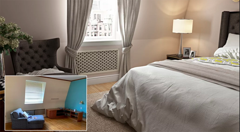 Before and After Look of a Digitally Staged Bedroom