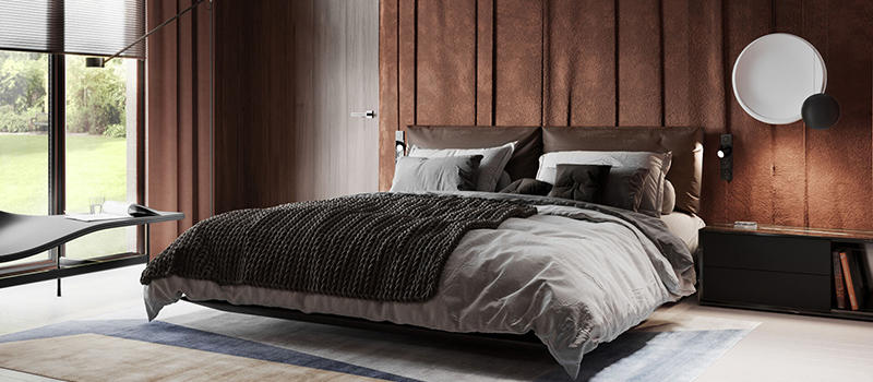 A Virtually Staged Bedroom in Earthy Tones