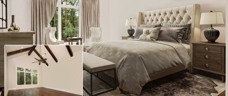 Virtual Staging of a Beige Bedroom 