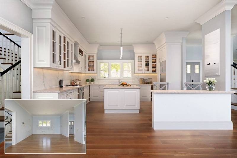 A Staged Stylish Kitchen of a Home