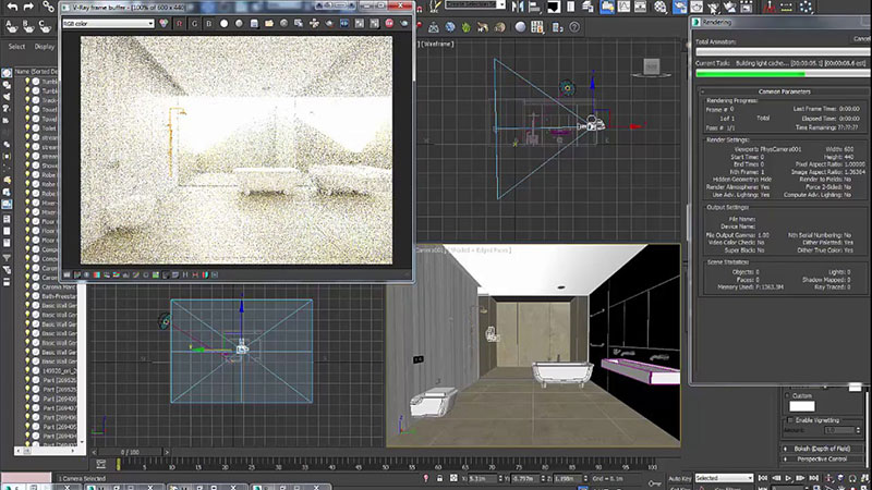 A Screenshot of 3ds Max Scene with Virtual Room