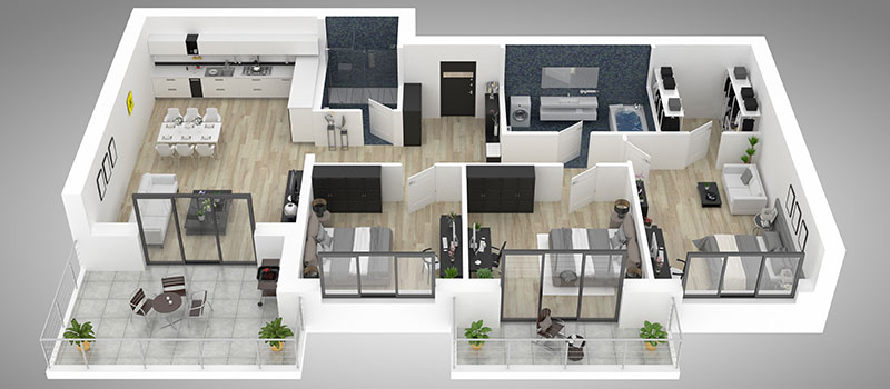 Digitally Staged Floor Plan of a Family Property 