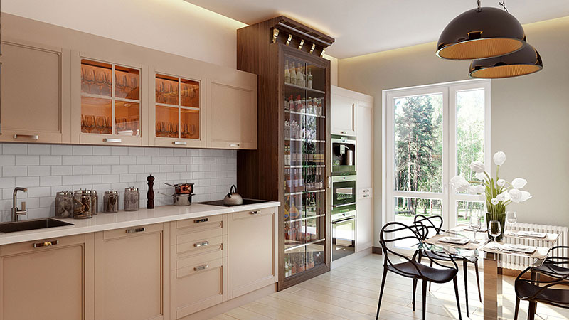 A High-End Kitchen Staged with Luxury Furnishings and Decor