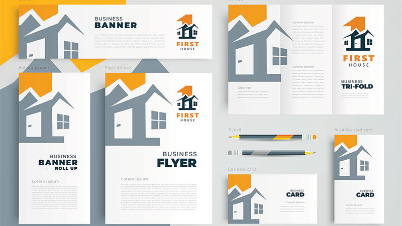 Vector Examples of Various Marketing Materials for Real Estate