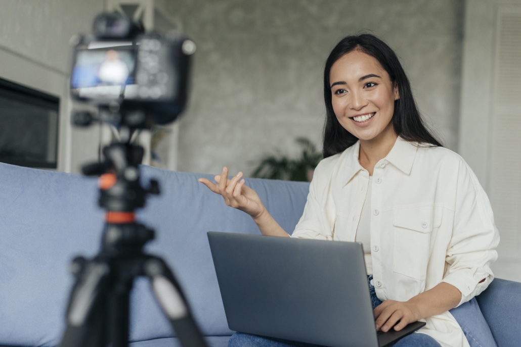 A Real Estate Marketer Filming Video Materials for a Blog