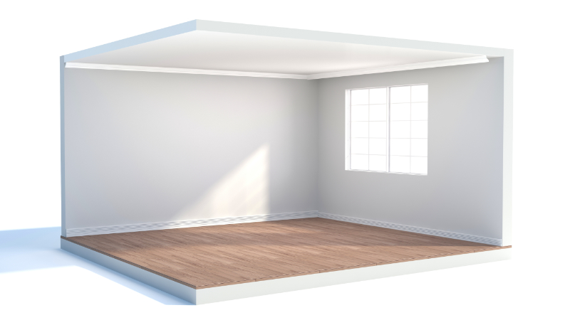 A CG Photo of Empty Real Estate Ready for Virtual Staging with 3D Models